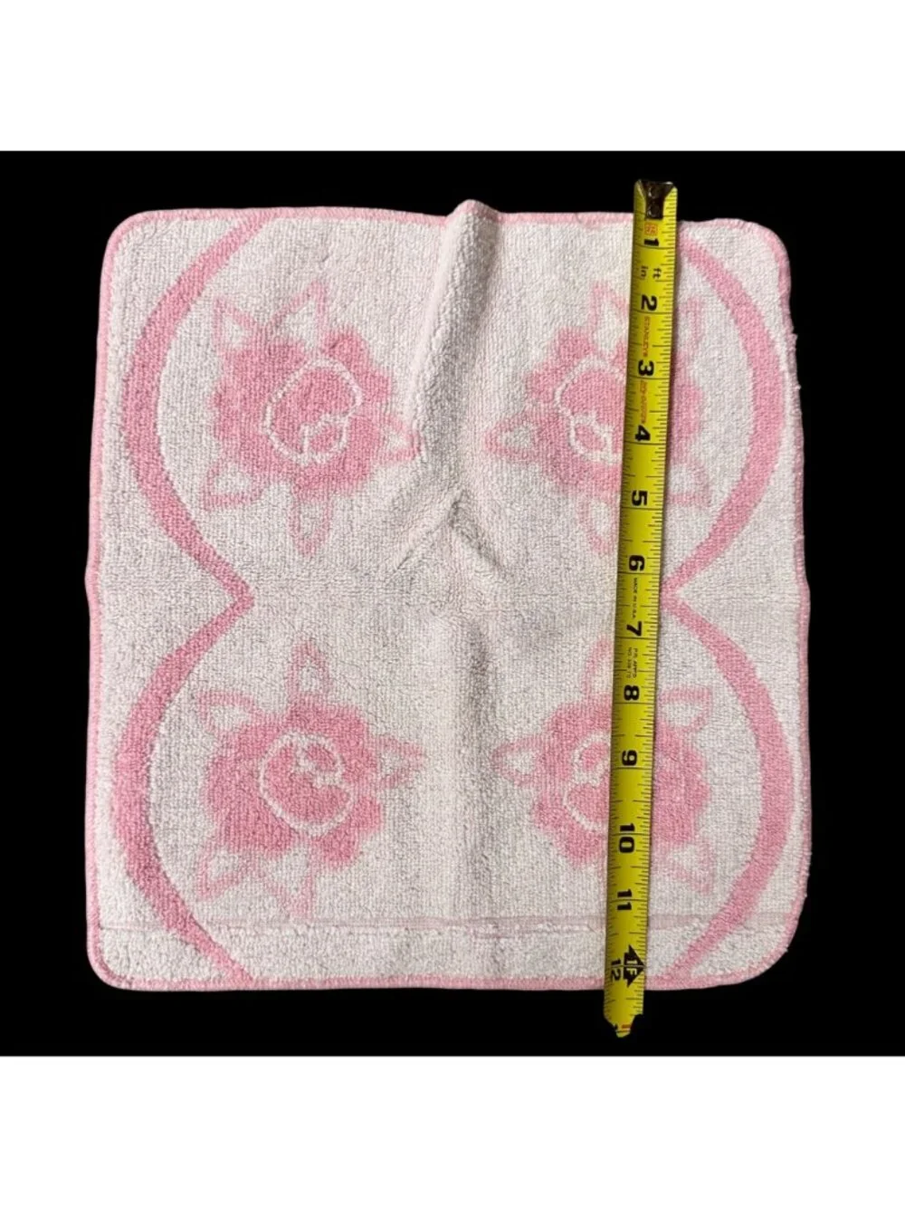 Vintage Bath Towel Washcloth Set Floral Pink Rose Flowers Cottage Romantic Retro